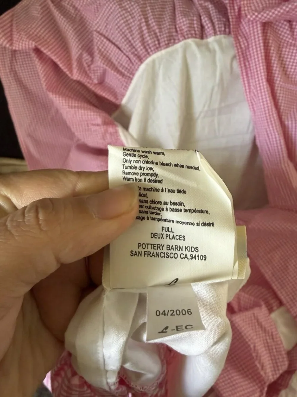Pottery Barn Kids Pink Full Deux Places Cotton Gingham Ruffle Bed Skirt Farmhous